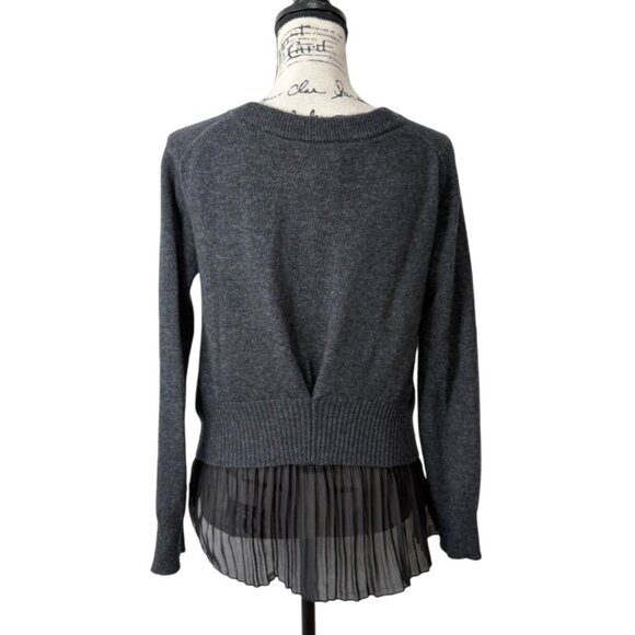 Brochu Walker Layered Sweater Wool Cashmere Pleated Hem Charcoal Gray Size XS - Picture 3 of 8